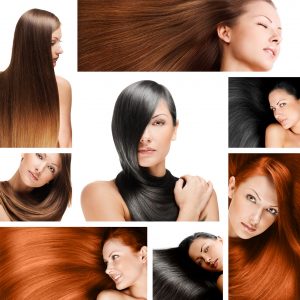 collage of a beautiful woman wih long hair